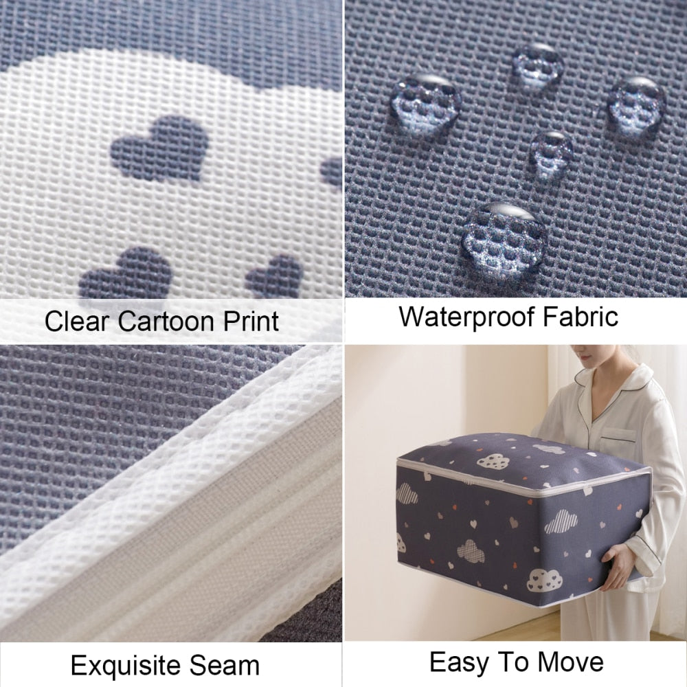Storage Bag Clothes Blanket Quilt Closet Sweater Foldable Organizer Box Durable Cartoon Print Winter Clothes Cabinet Organizer 0 DailyAlertDeals