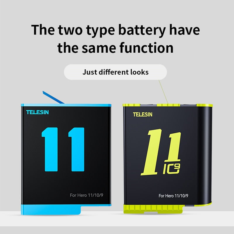 TELESIN Battery For GoPro Hero 10 11 1750 mAh Battery 3 Ways Fast Charger Box TF Card Storage For GoPro Hero 9 Accessories camera battery DailyAlertDeals