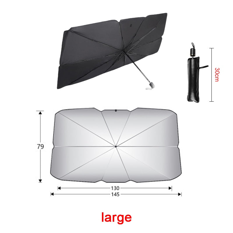 Car Sunshade Umbrella Car Sun Shade Protector Parasol Summer Sun Interior Windshield Protection Accessories For Auto Shading Motor Vehicle Windshield Covers DailyAlertDeals Large