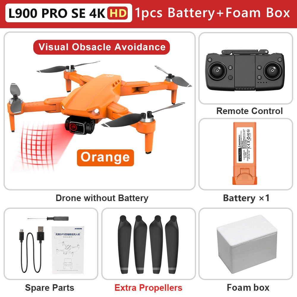L900 PRO SE 4K HD Dual Camera Drone Visual Obstacle Avoidance Brushless Motor GPS 5G WIFI RC Dron Professional FPV Quadcopter Camera Drone DailyAlertDeals O 4K HD-1B-Foam China