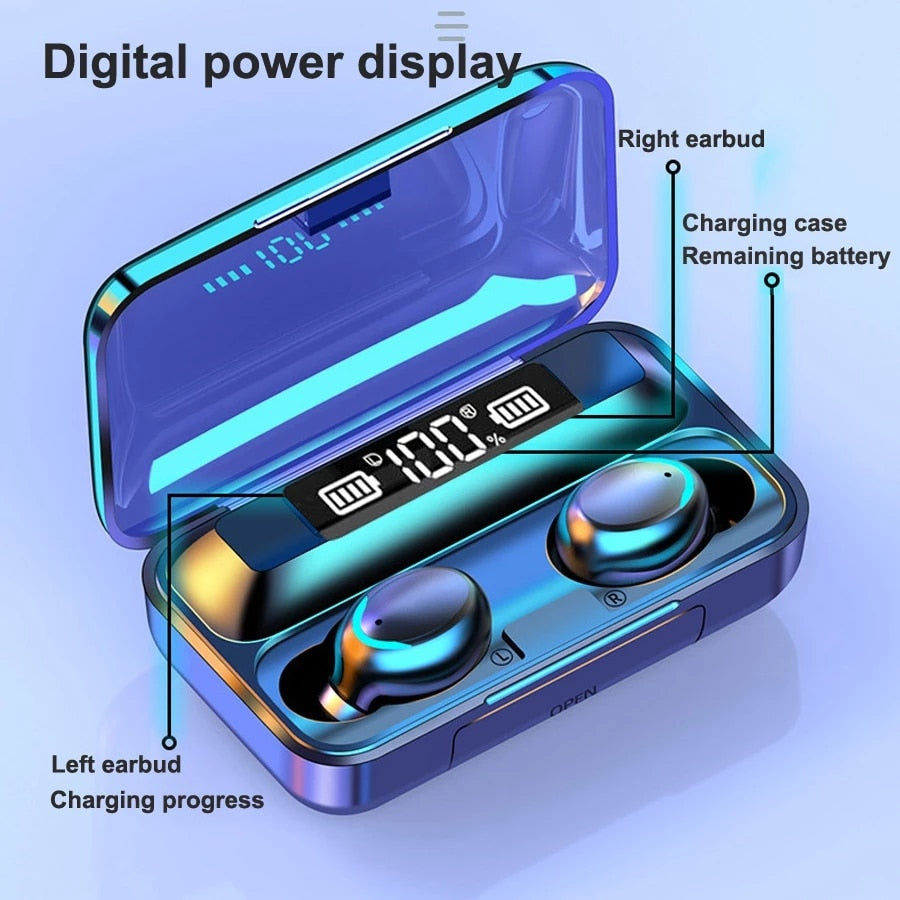 TWS Bluetooth Earphones 2200mAh Charging Box Wireless Headphone Fone Stereo Wireless Headset with Mic Sports Waterproof Earbuds headphones DailyAlertDeals