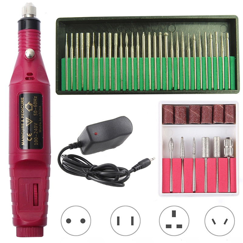Professional Electric Nail Drill Machine Pedicure Manicure Drill Set Milling Cutters Set Nail File 20000RPM Polishing Equipment 0 DailyAlertDeals China 20000 red 30 bits