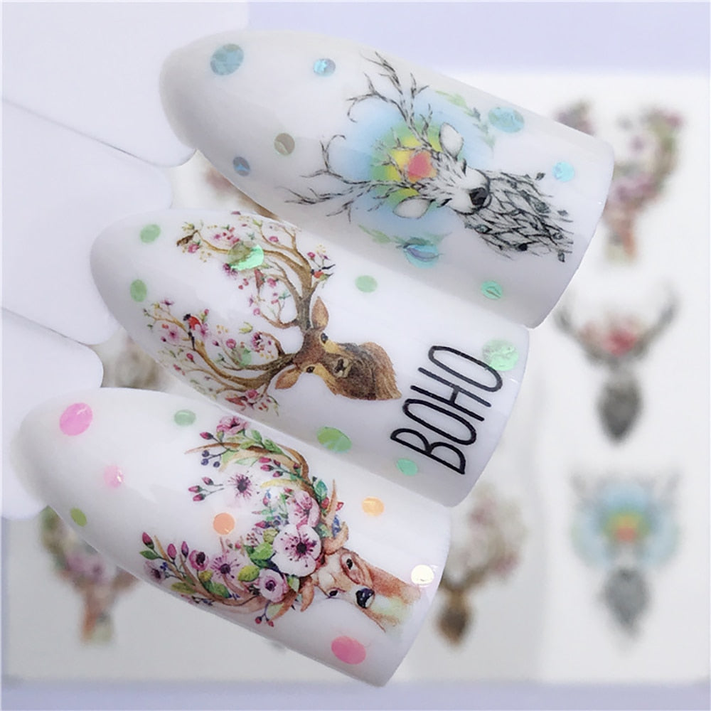 Nail Sticker Wolf Stickers Sliders For Nails Summer Full Nail Design Decorations Water Decals Animal Transfer Children's Slider nail art DailyAlertDeals YZW-3074
