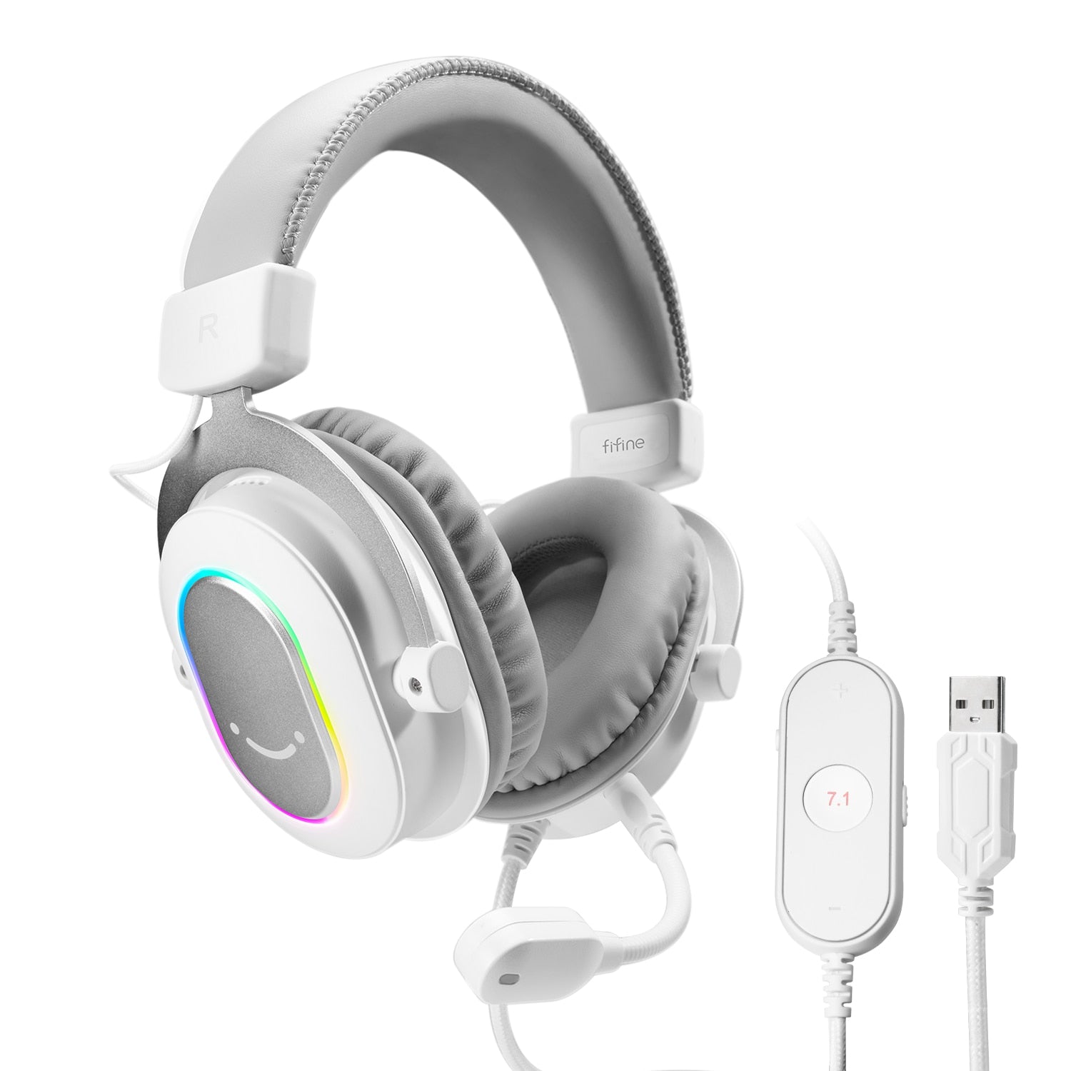 Dynamic RGB Gaming Headset with Mic Over-Ear Headphones 7.1 Surround Sound PC PS4 PS5 3 EQ Options Game Movie Music headphones DailyAlertDeals White USA