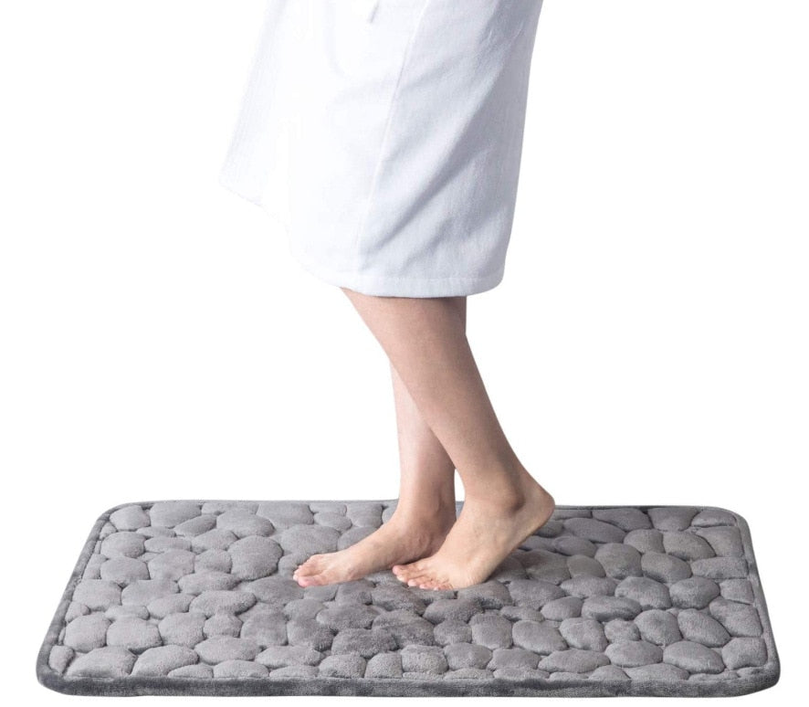 Cobblestone Embossed Bathroom Bath Mat Non-slip Carpets In Wash Basin Bathtub Side Floor Rug Shower Room Doormat Memory Foam Pad 0 DailyAlertDeals Gray 40x60cm