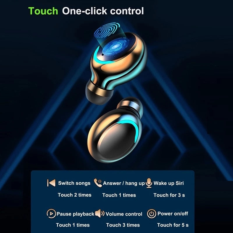 TWS Bluetooth Earphones 2200mAh Charging Box Wireless Headphone Fone Stereo Wireless Headset with Mic Sports Waterproof Earbuds headphones DailyAlertDeals