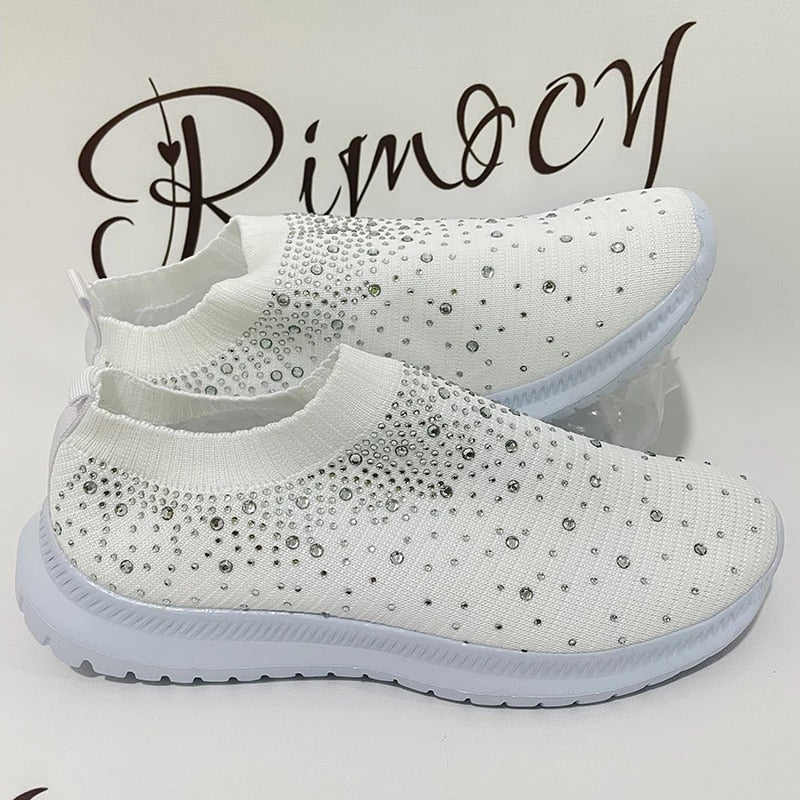 Rimocy Crystal Breathable Mesh Sneaker Shoes for Women Comfortable Soft Bottom Flats Plus Size 43 Non Slip Casual Shoes Woman 0 DailyAlertDeals