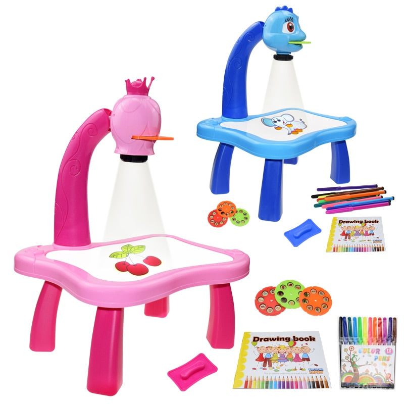 Children Led Projector Art Drawing Table Toys Kids Painting Board Desk Arts Crafts Educational Learning Paint Tools Toy for Girl Kids Led Projector Drawing Table DailyAlertDeals