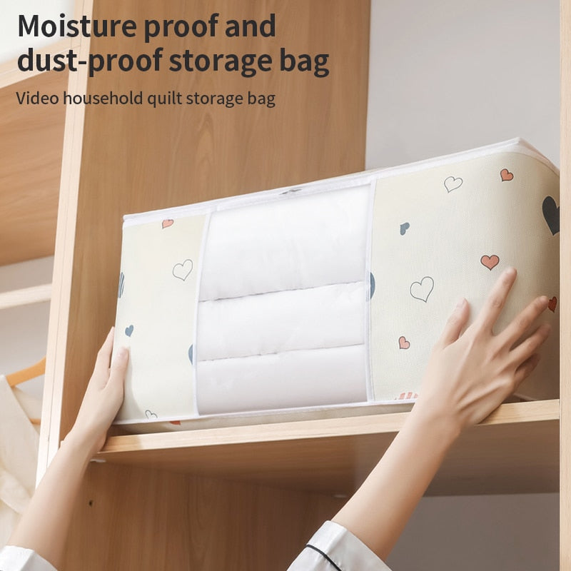 Storage Bag Clothes Blanket Quilt Closet Sweater Foldable Organizer Box Durable Cartoon Print Winter Clothes Cabinet Organizer 0 DailyAlertDeals