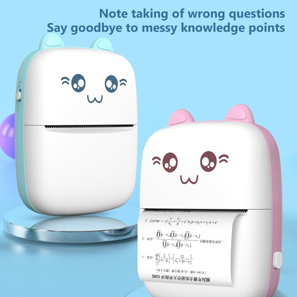 Cat Shape Mini Portable Label Printer Thermal Printing Wireless Impresoras Paper Photo Inkless Printers Sticker Android IOS 57mm Mini printer DailyAlertDeals