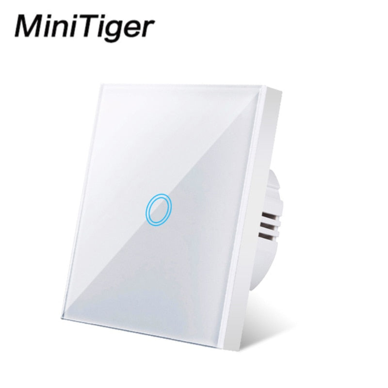 MiniTiger EU Touch Switch LED Crystal Glass Panel Wall Lamp Light Switch 1/2/3 Gang AC100-240V LED Sensor Switches Interruttore LED Touch Switch DailyAlertDeals White Touch 1-Gang EU Standard