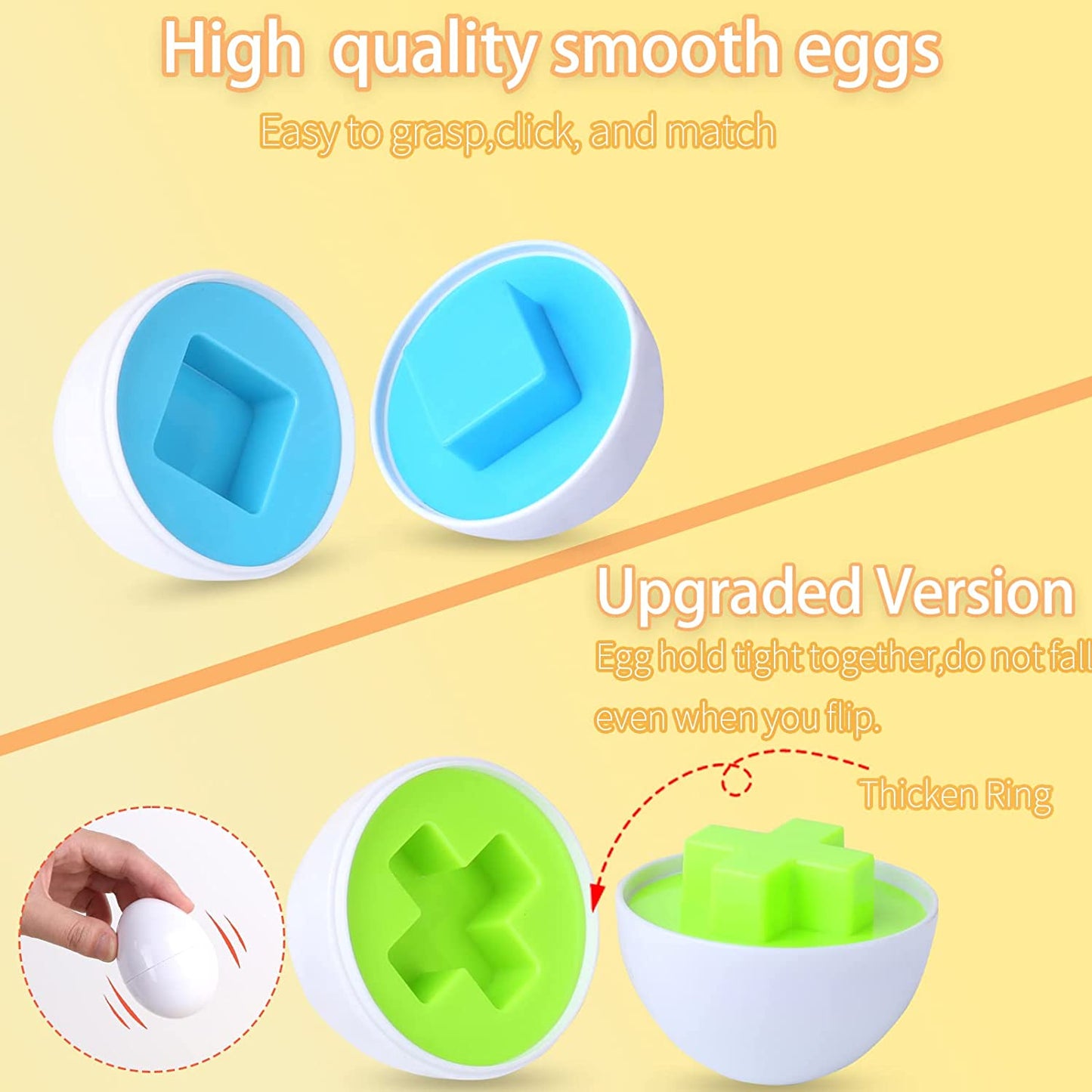 12PCS Montessori Education Early Learning Puzzle Geometric Shape Math Alphabet Game Baby Smart Plastic Material Egg Toys For Kid Kids toys DailyAlertDeals
