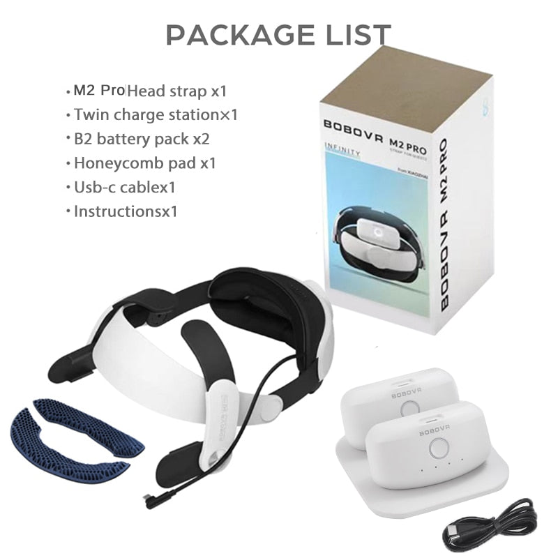 BOBOVR M2 Pro Battery Head Strap For Oculus Quest 2 Elite Halo Strap with 5200mAh Battery Pack for Meta Quest2 VR Accessories Immersive VR for oculus DailyAlertDeals Poland set8