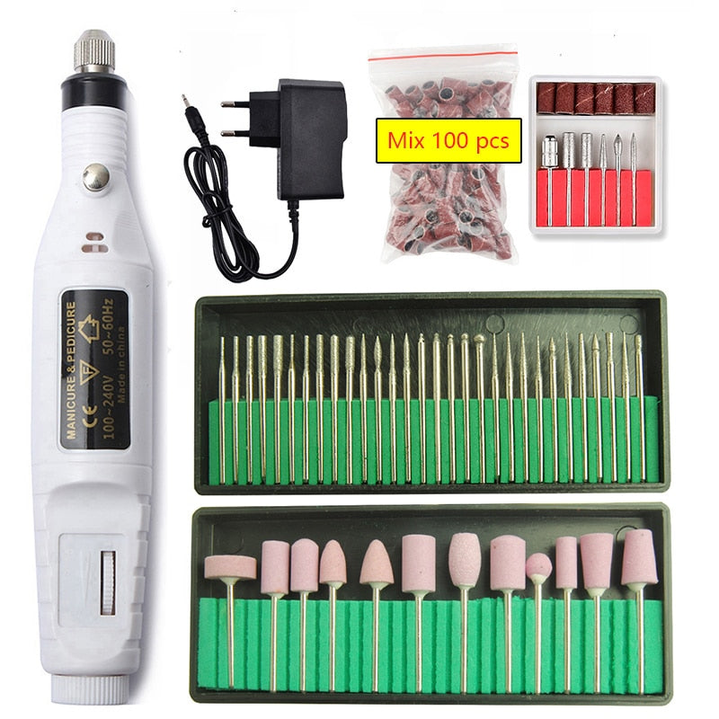 Professional Electric Nail Drill Machine Pedicure Manicure Drill Set Milling Cutters Set Nail File 20000RPM Polishing Equipment 0 DailyAlertDeals China 20000 white set