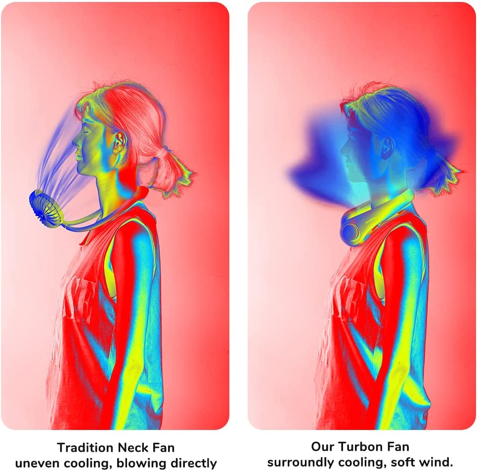 JISULIFE Portable Neck Fan Electric Wireless FAN USB Rechargeable Mini ventilador cooling Bladeless Mute Neckband Fan for Sports Portable Neck Fan DailyAlertDeals