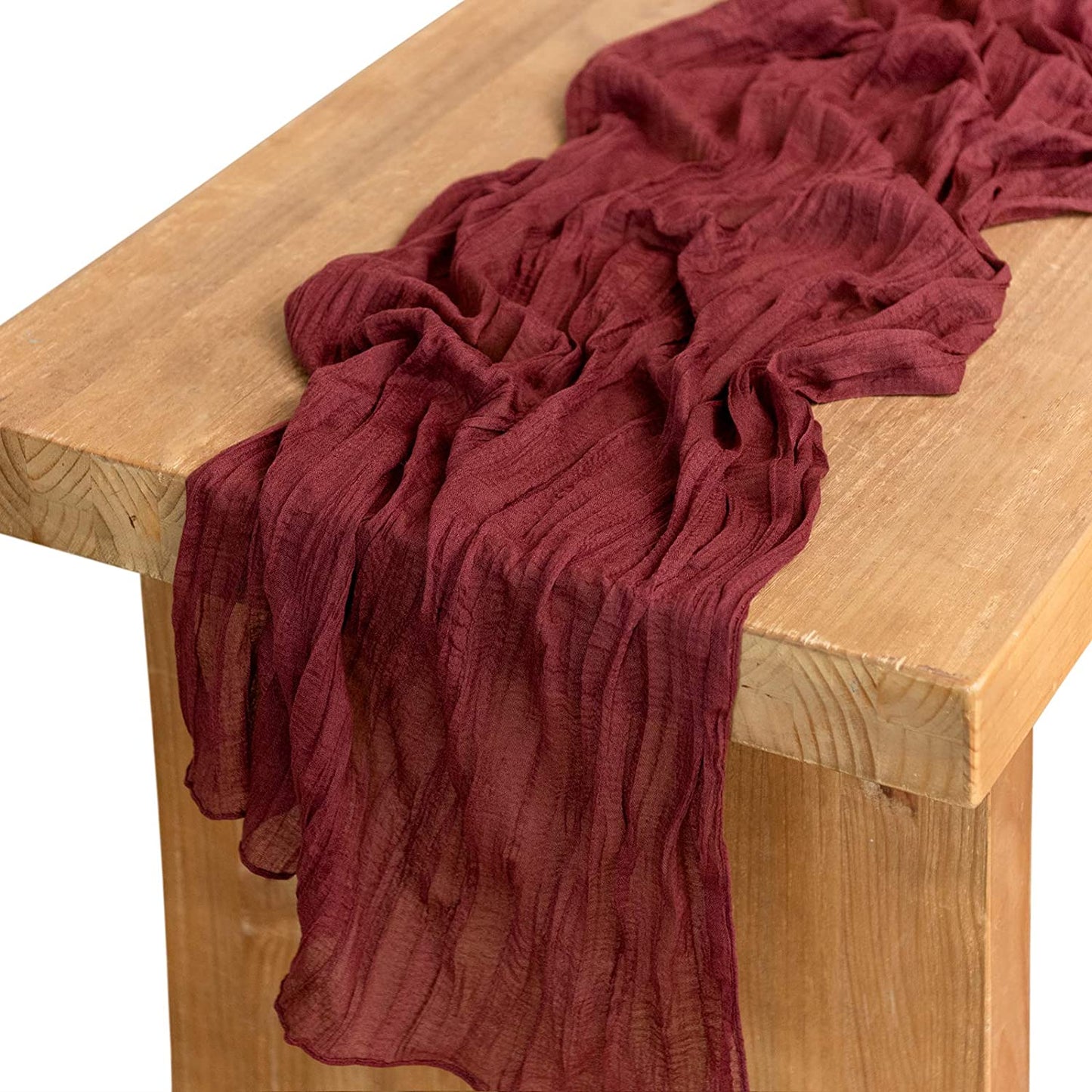 Wedding Gauze Table Runner Semi-Sheer Vintage Cheesecloth Table Setting Dining Party Christmas Banquets Arches Cake Decor Table Runners DailyAlertDeals 90X180cm burgundy