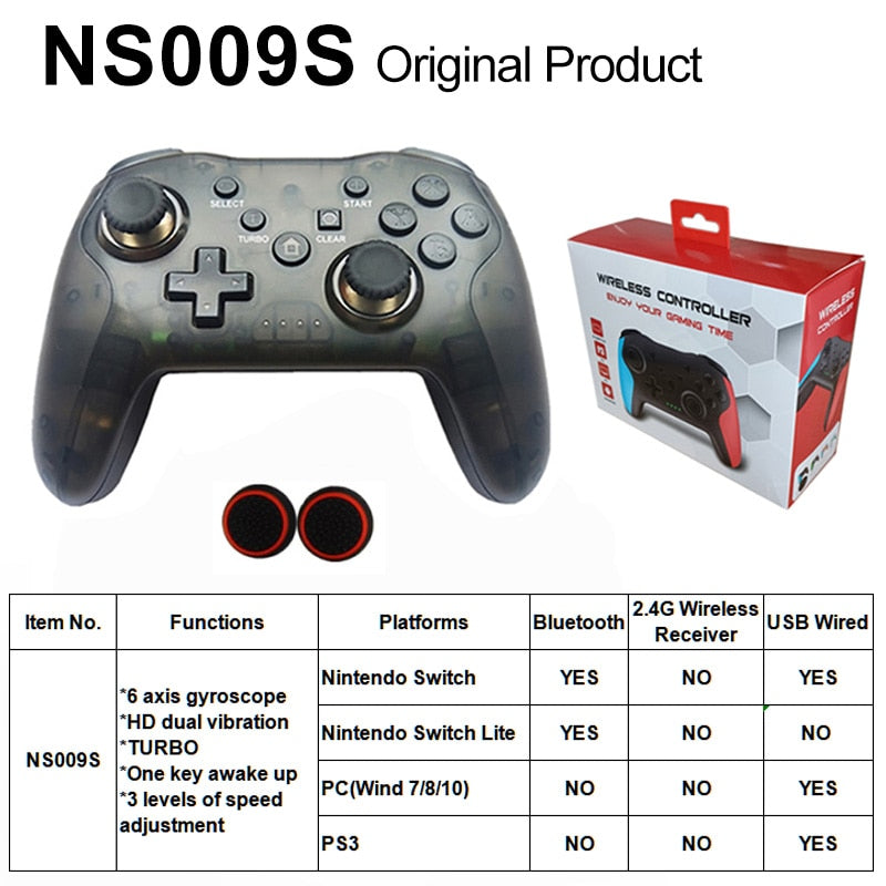 Original Wireless Controller Bluetooth For Nintendo Switch Pro PC PS3 Joystick Gamepad NFC Professional Lag-Free Gamepad BT Wireless Game Controller for Switch Pro DailyAlertDeals crystal black BOX China 1 PCS