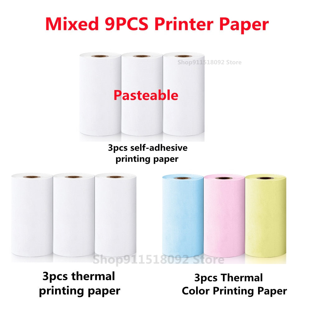 Cat Shape Mini Portable Label Printer Thermal Printing Wireless Impresoras Paper Photo Inkless Printers Sticker Android IOS 57mm Mini printer DailyAlertDeals Mixed 9pcs Paper China