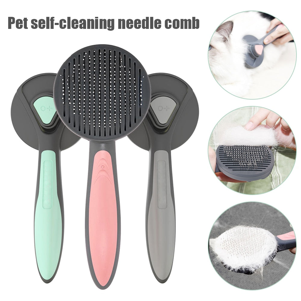Kimpets Cat Comb Dog Hair Remover Brush Pet Grooming Slicker Needle Comb Removes Tangled Self Cleaning Pet Supplies Accessories 0 DailyAlertDeals