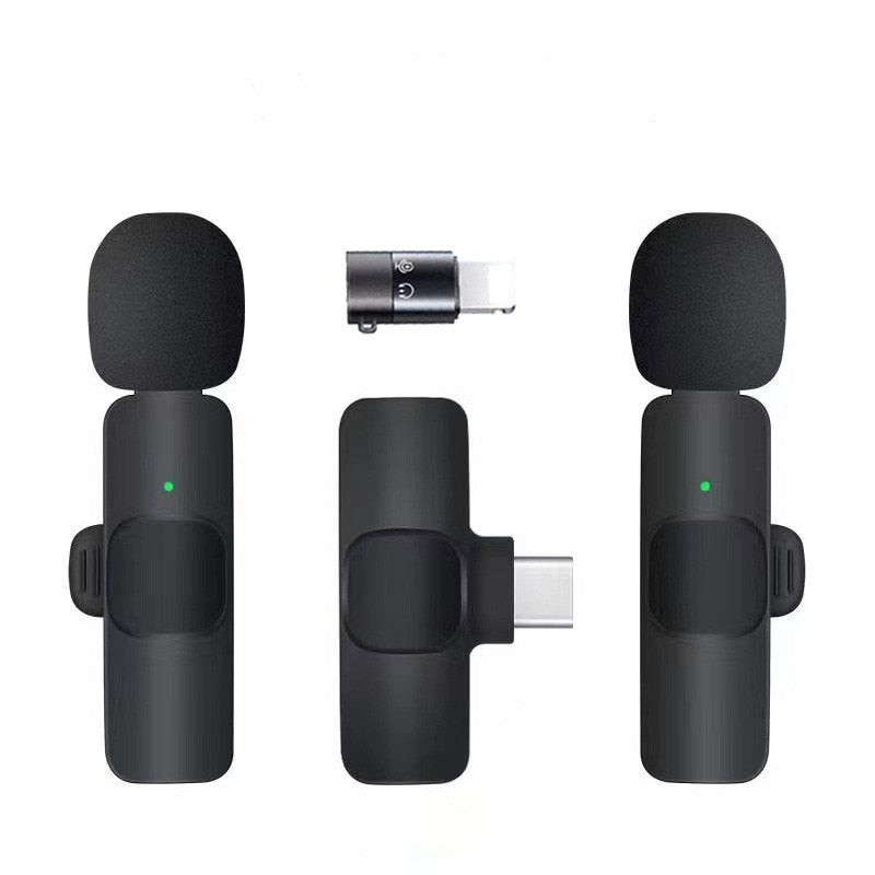 Wireless Lavalier Microphones & Systems Portable Audio Video Recording Mini Mic For iPhone Android Facebook Youtube Live Broadcast Gaming wiresless mircophone DailyAlertDeals Lightning-1 2 in 1