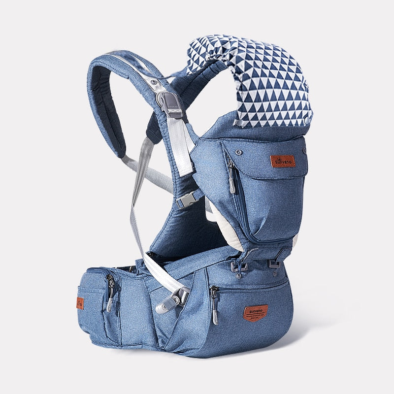 Sunveno Ergonomic Baby Carrier Baby Kangaroo Child Hip Seat Tool Baby Holder Sling Wrap Backpacks Baby Travel Activity Gear Baby Carrier DailyAlertDeals General blue