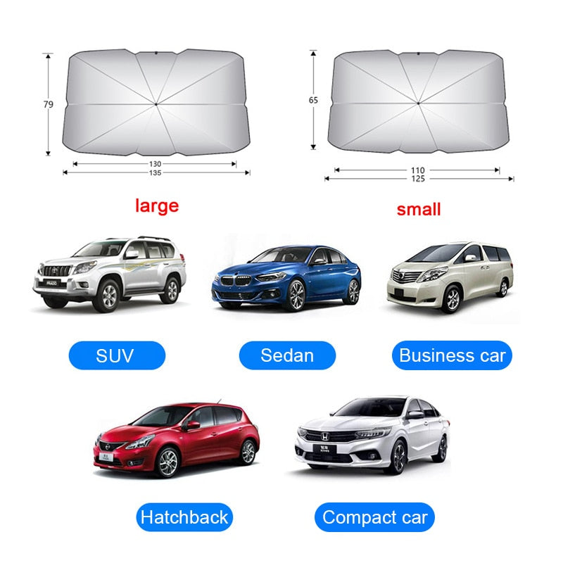 Car Sunshade Umbrella Car Sun Shade Protector Parasol Summer Sun Interior Windshield Protection Accessories For Auto Shading Motor Vehicle Windshield Covers DailyAlertDeals
