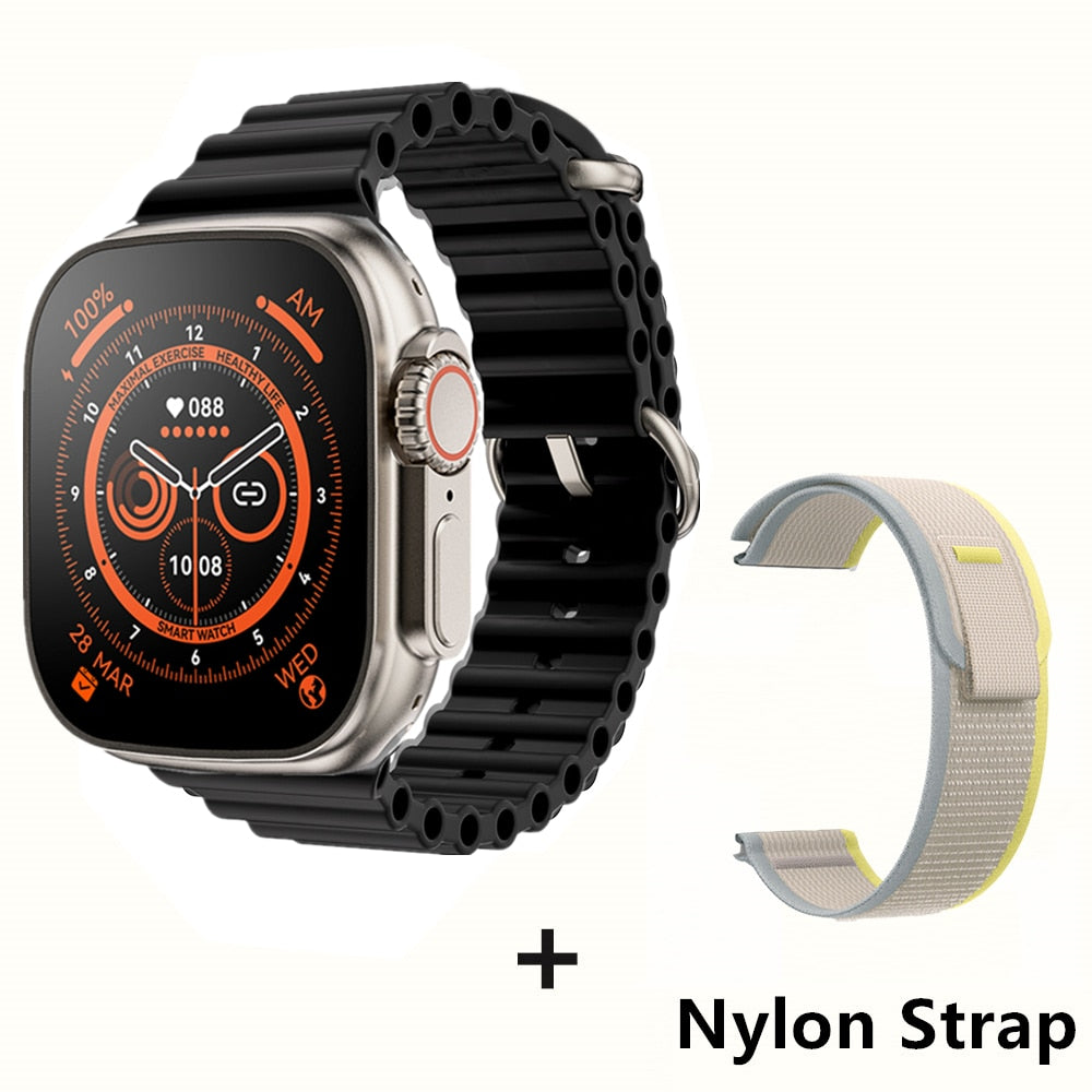 NEW Smart Watch Ultra Series 8 NFC 49MM Smartwatch Men Women Bluetooth Call Waterproof Wireless Charging HD Screen for Apple smart watch DailyAlertDeals BlackHY-YellowYJ