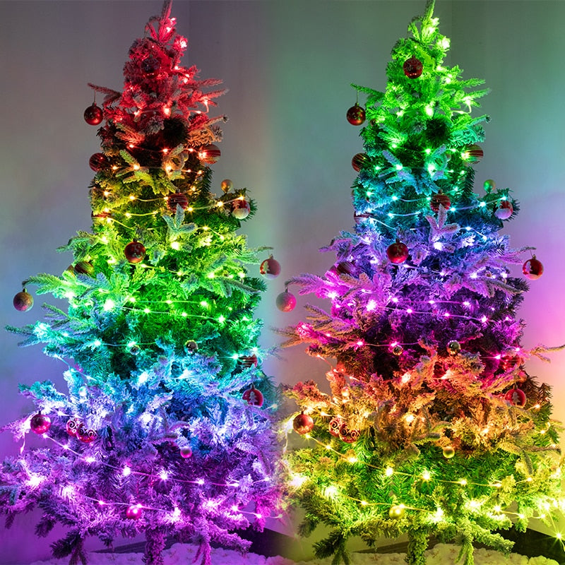 Fairy Lights RGB Smart Bluetooth Control USB LED String Lamp Outdoor App Remote Control Home Corridor Garland Lights Decoration Party Lights For Wedding Xmas DailyAlertDeals