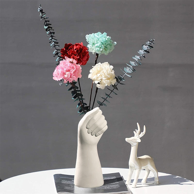 Nordic Style Ceramics Vase Modern Creative Hand Vase Flowers Arrangement Home Decor Office Desktop Living Room Ornament Gifts 0 DailyAlertDeals