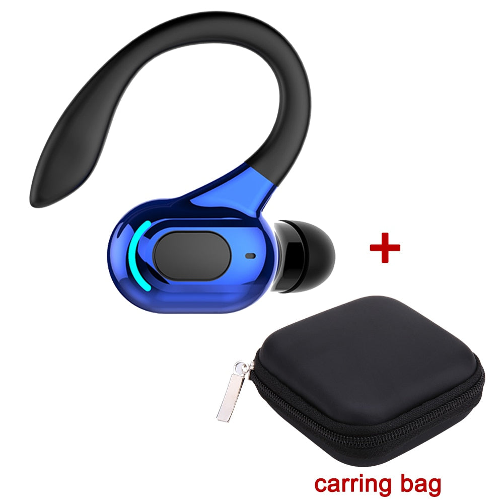 Noise Cancelling Sports Wireless Business Headphones Headset Waterproof Hanging Single Ear Earbuds Bluetooth 5.2 Earphone 0 DailyAlertDeals Blue with bag China
