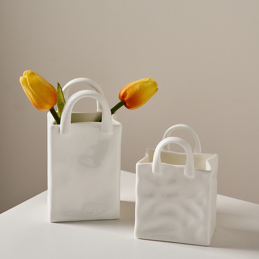 Nordic minimalistic Ceramic Vase White Ceramic Flower Vase Modern Home Decor Great pot pottery Living Room Decoration Ornaments Nordic Ceramic Vase DailyAlertDeals
