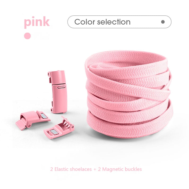 Colorful Magnetic Lock Shoelaces without ties Elastic Laces Sneakers No Tie Shoe laces Kids Adult Flat Shoelace Rubber Bands 0 DailyAlertDeals Pink China