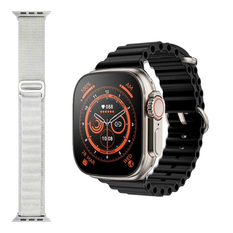 NEW Smart Watch Ultra Series 8 NFC 49MM Smartwatch Men Women Bluetooth Call Waterproof Wireless Charging HD Screen for Apple smart watch DailyAlertDeals BlackHY-WhiteGS