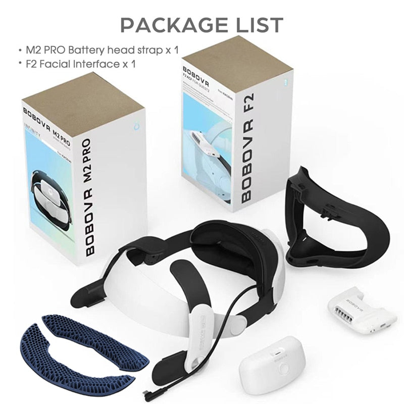 BOBOVR M2 Pro Battery Head Strap For Oculus Quest 2 Elite Halo Strap with 5200mAh Battery Pack for Meta Quest2 VR Accessories Immersive VR for oculus DailyAlertDeals Poland set 1