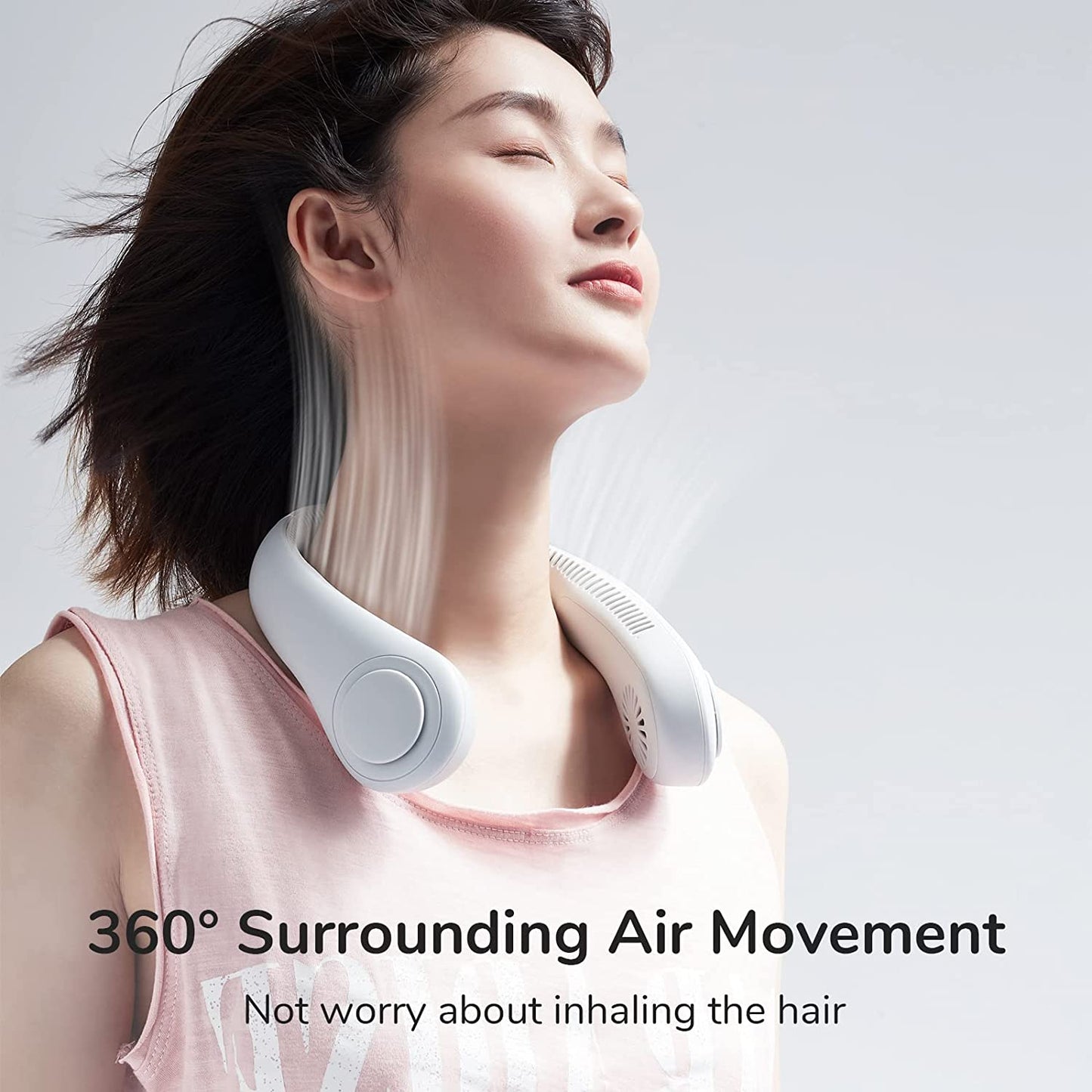 JISULIFE Portable Neck Fan Electric Wireless FAN USB Rechargeable Mini ventilador cooling Bladeless Mute Neckband Fan for Sports Portable Neck Fan DailyAlertDeals