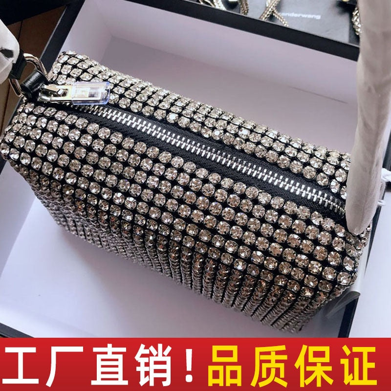 Popular AW Wang Rhinestone Handbag 2022 new trendy diamonds bag crossbodybbag shining party clutch luxury brand design 0 DailyAlertDeals