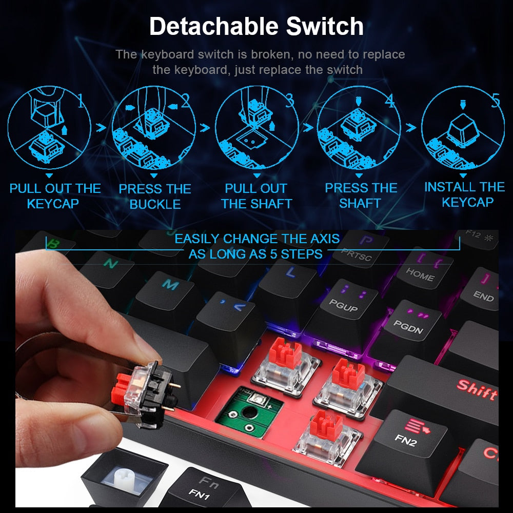 REDRAGON Fizz K617 RGB USB Mini Mechanical Gaming Wired Keyboard Red Switch 61 Key Gamer for Computer PC Laptop detachable cable Keyboard DailyAlertDeals