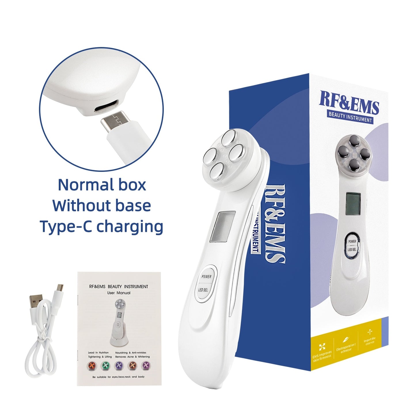 Facial Mesotherapy Electroporation RF Radio Frequency LED Photon Face Lifting Tighten Wrinkle Removal Skin Care Face Massager 0 DailyAlertDeals Type-C White China