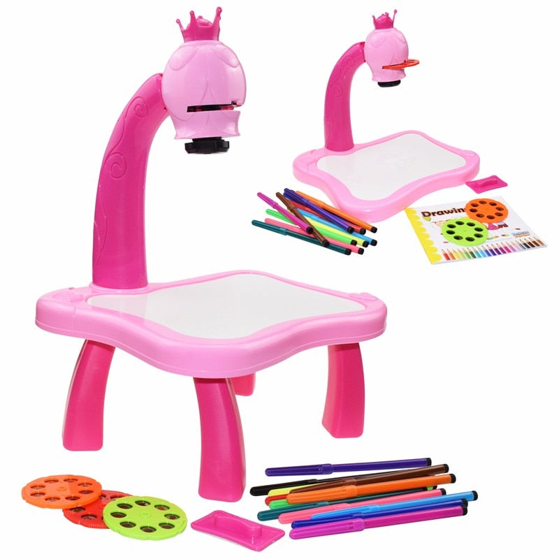 Children Led Projector Art Drawing Table Toys Kids Painting Board Desk Arts Crafts Educational Learning Paint Tools Toy for Girl Kids Led Projector Drawing Table DailyAlertDeals