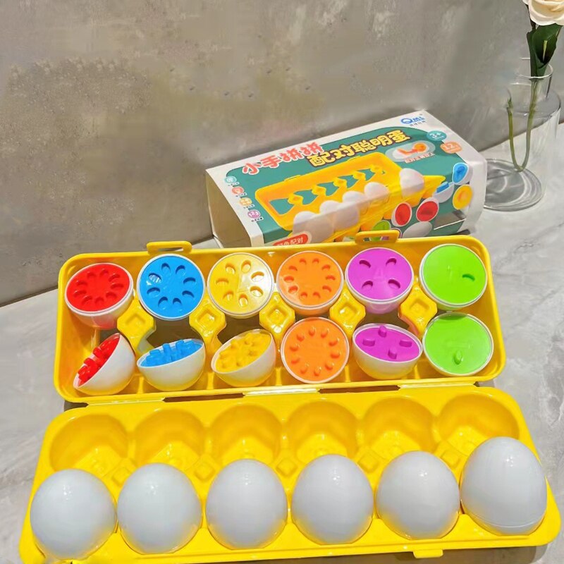 12PCS Montessori Education Early Learning Puzzle Geometric Shape Math Alphabet Game Baby Smart Plastic Material Egg Toys For Kid Kids toys DailyAlertDeals 12pcs Eggs With box4