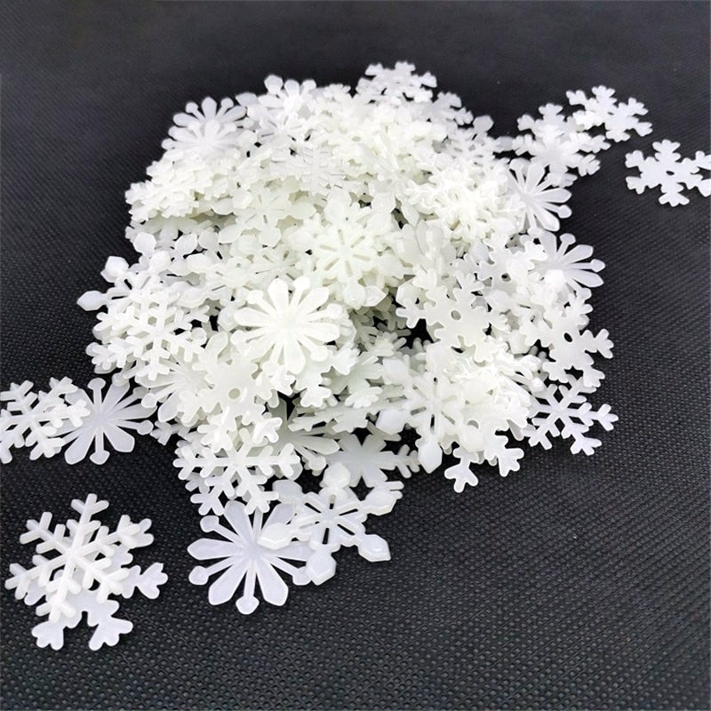 50Pcs Luminous Snowflake Wall Stickers Glow In The Dark Decal for Kids Baby Rooms Bedroom Christmas Home Decoration Navidad 2023 Wall sticker DailyAlertDeals White