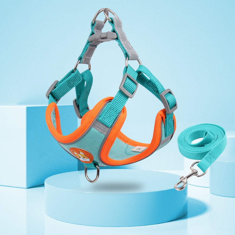 New Pet Dog Harness Leash Set Reflective Adjustable Puppy harness 0 DailyAlertDeals Lake Blue S(for2-3kg) China