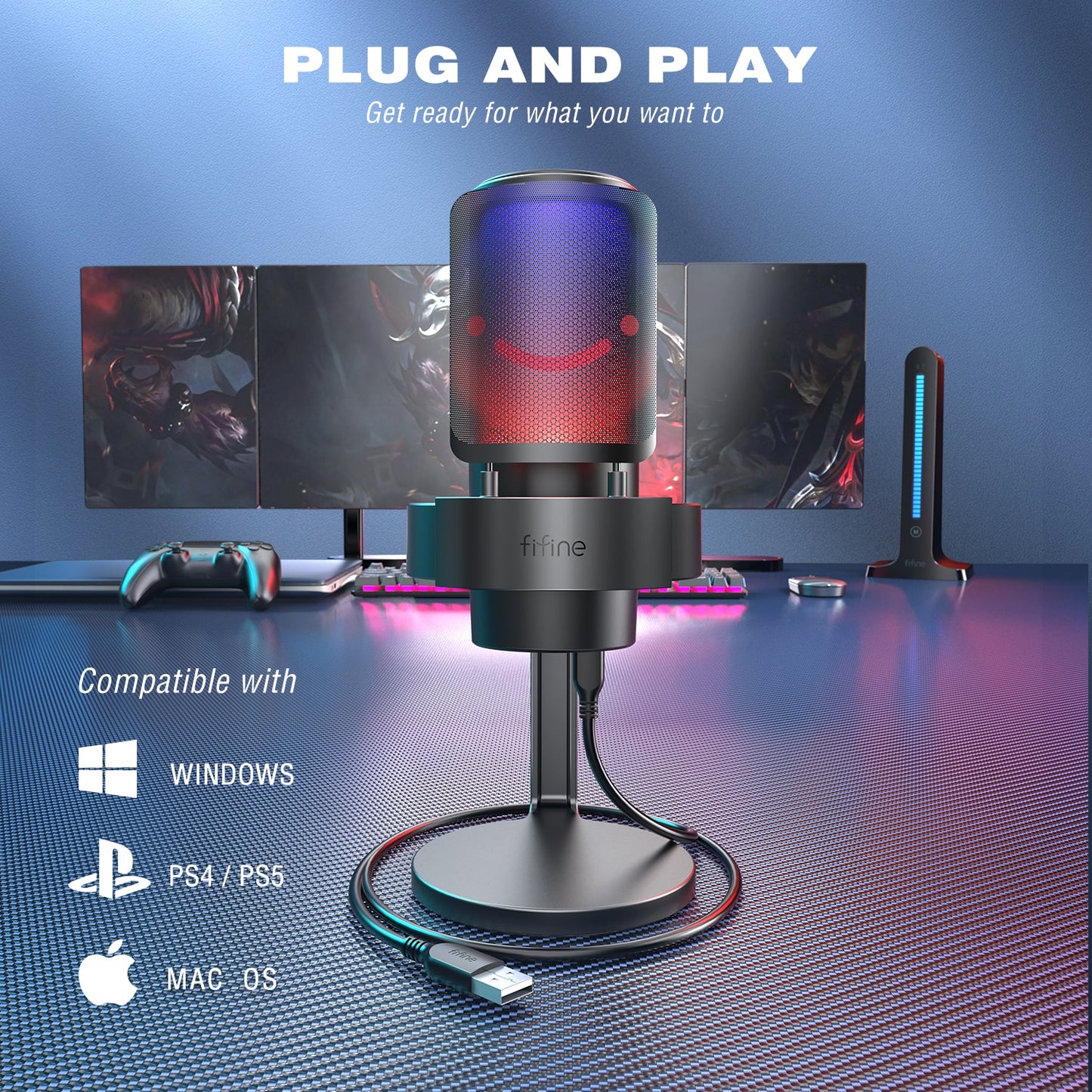 USB Microphone for Recording and Streaming on PC and Mac, Headphone Mic with 3 RGB Modes -A8 microphone for recording DailyAlertDeals