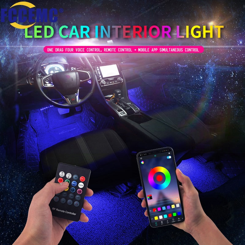 Rgb Led Lights for Cars Ambient Lighting Car Interior Neon Light With Music Voice Control App Inside Car Lights RGB LED Light with control DailyAlertDeals
