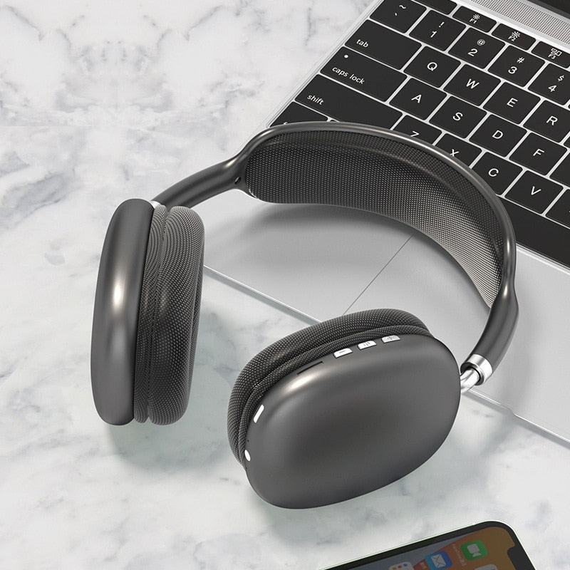 P9 Wireless Bluetooth Headphones With Mic Noise Cancelling Headsets Stereo Sound Earphones Sports Gaming Headphones Supports TF headphones DailyAlertDeals 2 black