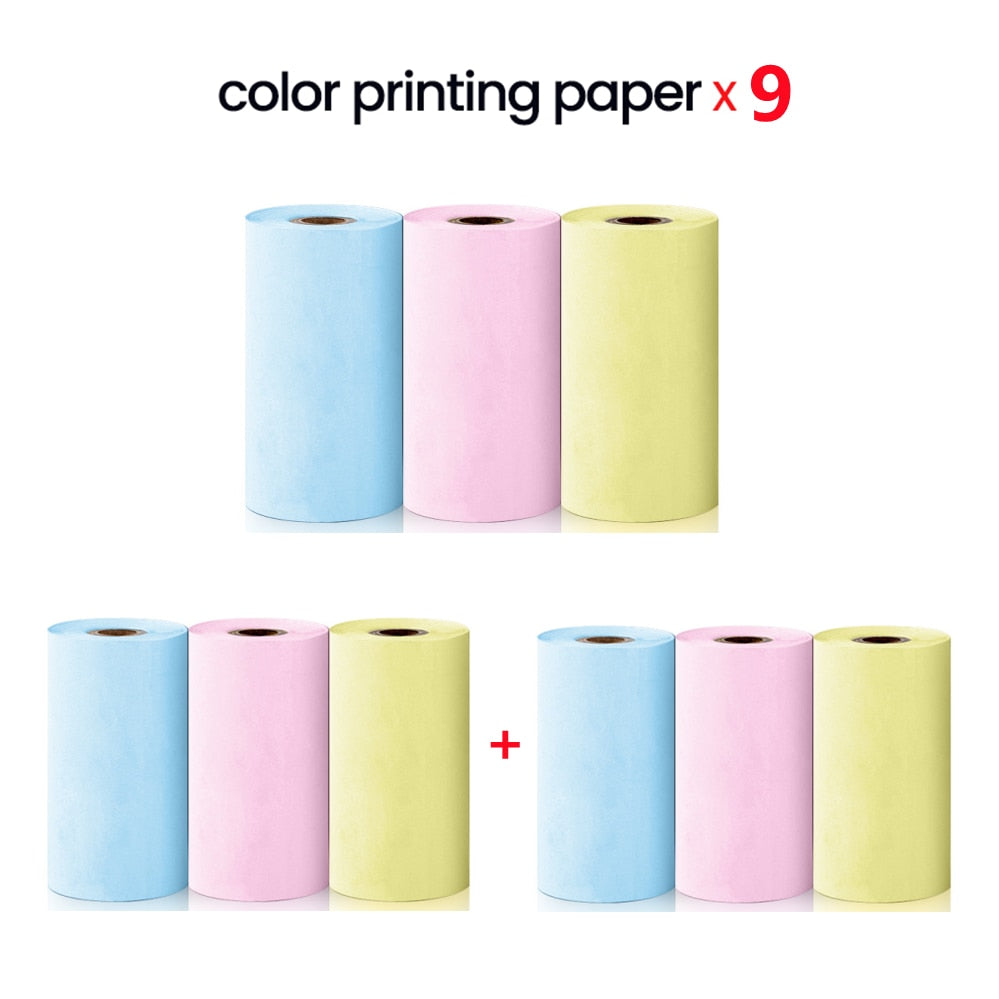 Cat Shape Mini Portable Label Printer Thermal Printing Wireless Impresoras Paper Photo Inkless Printers Sticker Android IOS 57mm Mini printer DailyAlertDeals 9pcs Thermal Color China