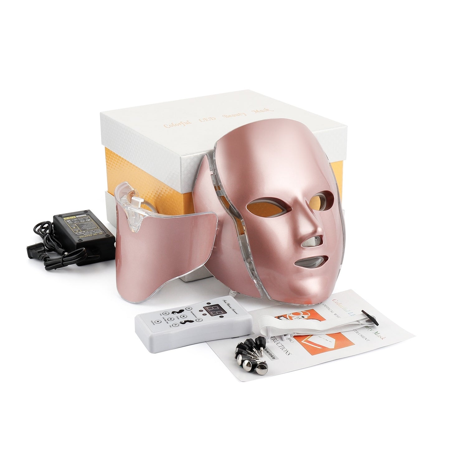 VIP Facial LED Mask with Neck LED Light Therapy Face Beauty Mask Skin Tightening Photon Rejuvenation Whitening Facial Massager 0 DailyAlertDeals Rose Neck Gift Box Australia