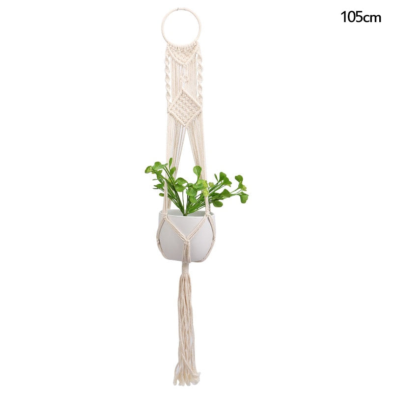 Macrame Handmade Plant Hanger Baskets Flower Pots Holder Balcony Hanging Decoration Knotted Lifting Rope Home Garden Supplies 0 DailyAlertDeals N