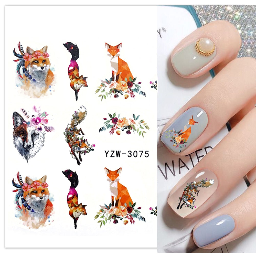 Nail Sticker Wolf Stickers Sliders For Nails Summer Full Nail Design Decorations Water Decals Animal Transfer Children's Slider nail art DailyAlertDeals