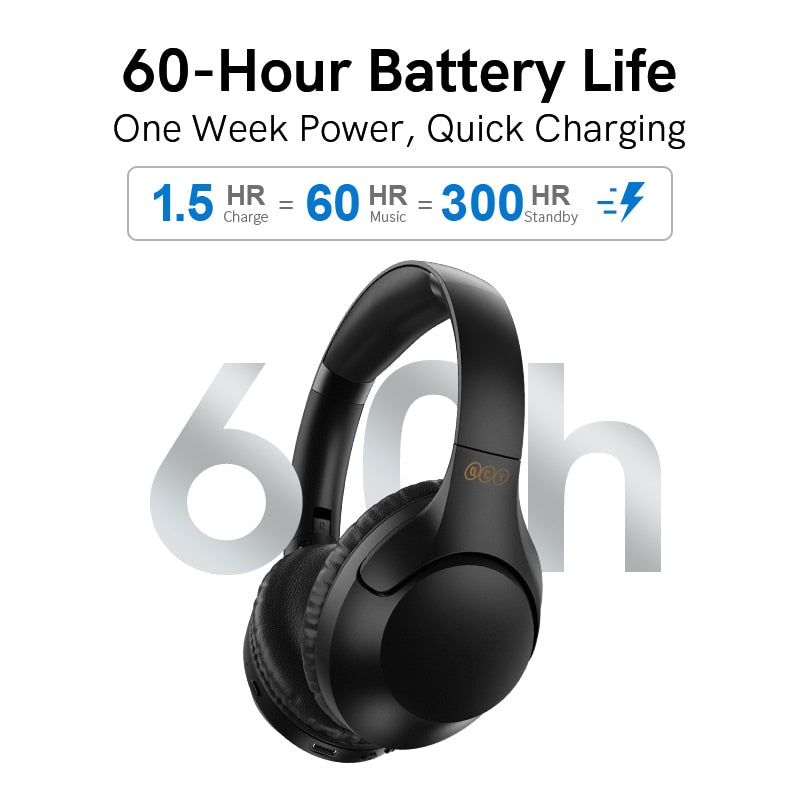 H2 Wireless Headphone Bluetooth 5.3 Earphone BASS HIFI Stereo Headset 78ms Low Latency for Music Gaming 60-Hour Playtime headphones DailyAlertDeals